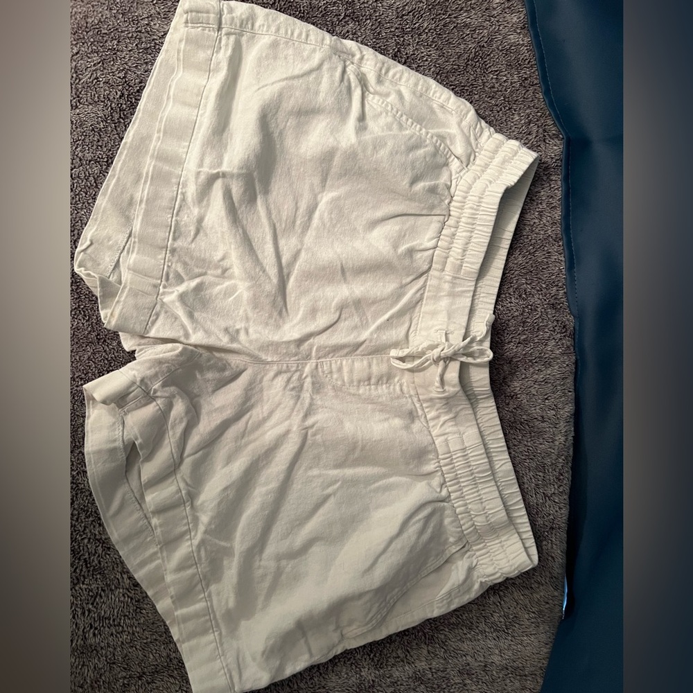 White linen shorts